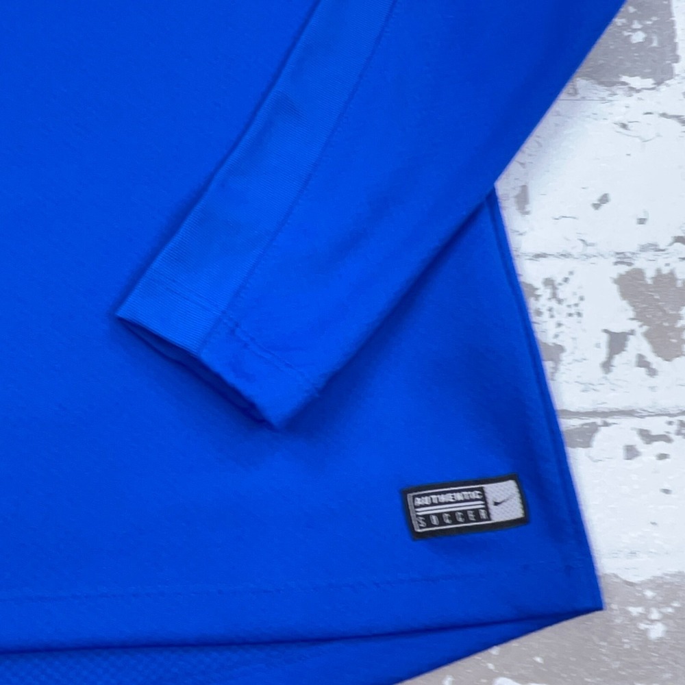 Nike Shirt Men Medium Blue White Tee‎ Pull Over Quarter Zip Performance Sweater - Picture 3 of 11